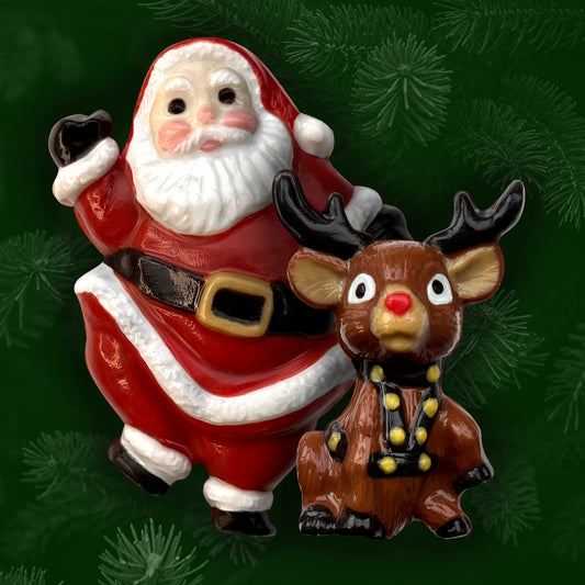 Waving Santa and Rudolph 2-Pack