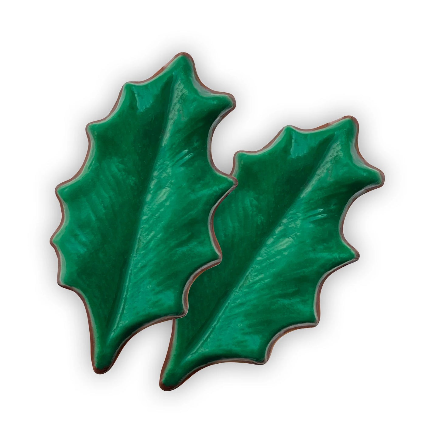 Dark green holly leaves filled with chocolate; perfect accent piece for seasonal party table displays.