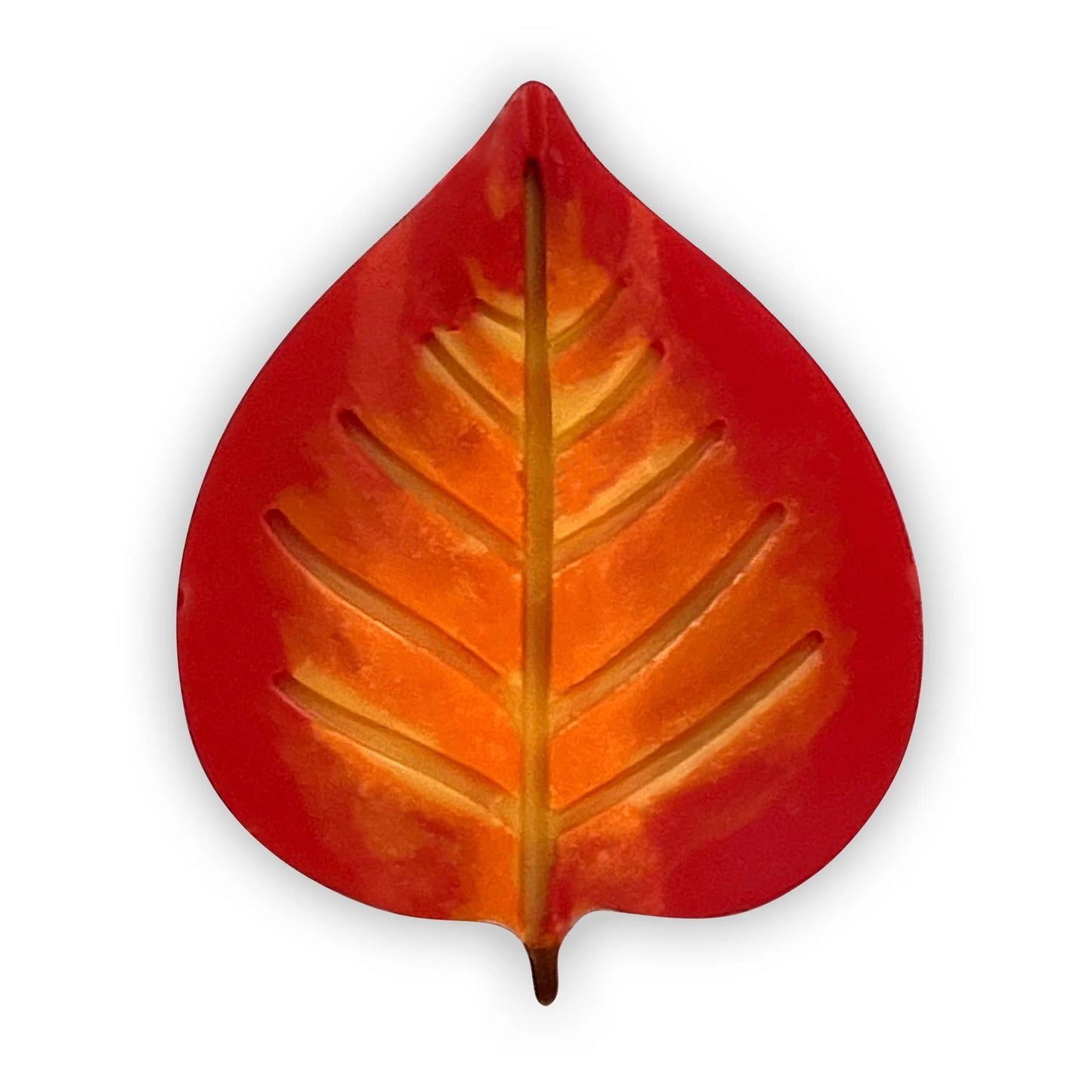 Chocolate ash leaf, overlaid with blended fall colours of yellow, orange and red.