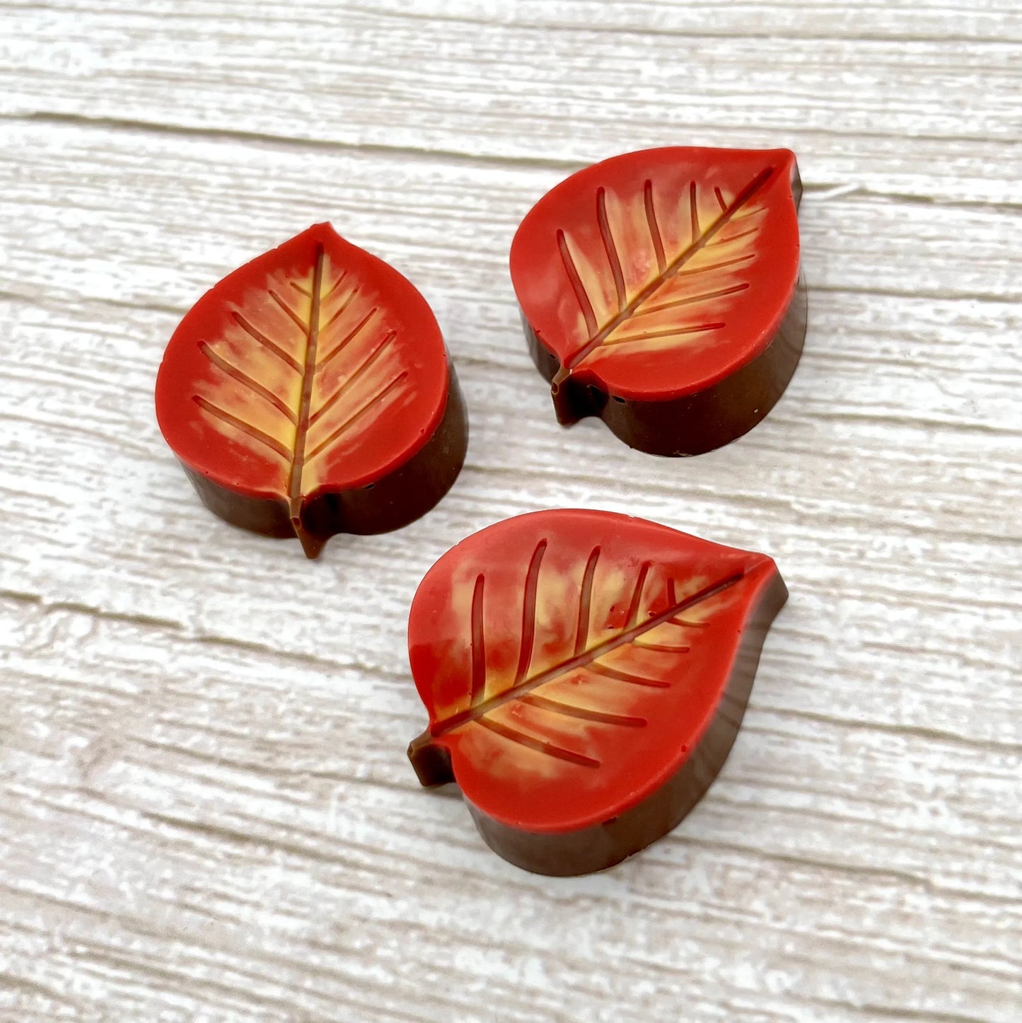 Chocolate ash leaf, overlaid with blended fall colours of yellow, orange and red.