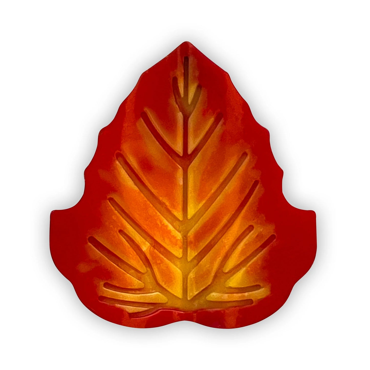 Chocolate aspen leaf, overlaid with blended fall colours of yellow, orange and red.