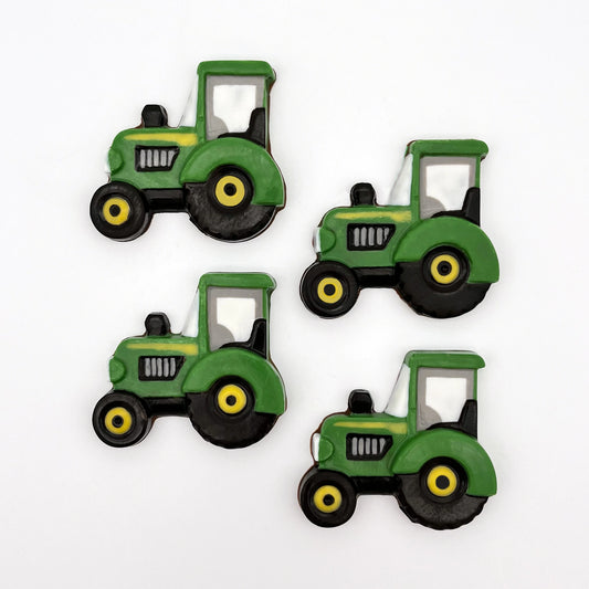 Chocolate farm tractors in signature John Deere green and yellow colour palette. For anyone who loves farming and the countryside.